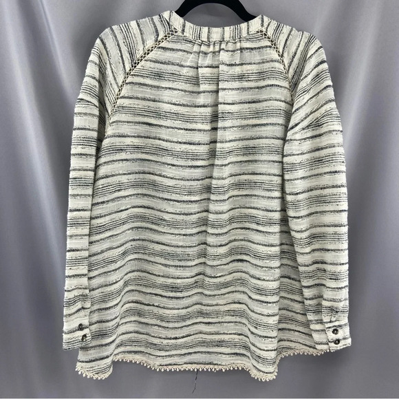 Free People Hideaway Tweed Henley Top Size XS Pockets, Oversized, Boho - Picture 3 of 11